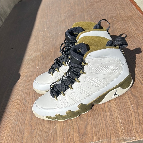 Air Jordan 9 Retro White and Gold Sneakers